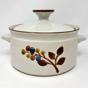 Noritake October Fest Stoneware Brown Blue Yellow Floral Oven Safe Vintage READ